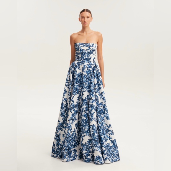 Milla Dresses & Skirts - Milla Ravishing blue hydrangea corset maxi dress, Garden of Eden